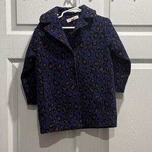 Kids Leopard Print Jacket - Blue and Brown